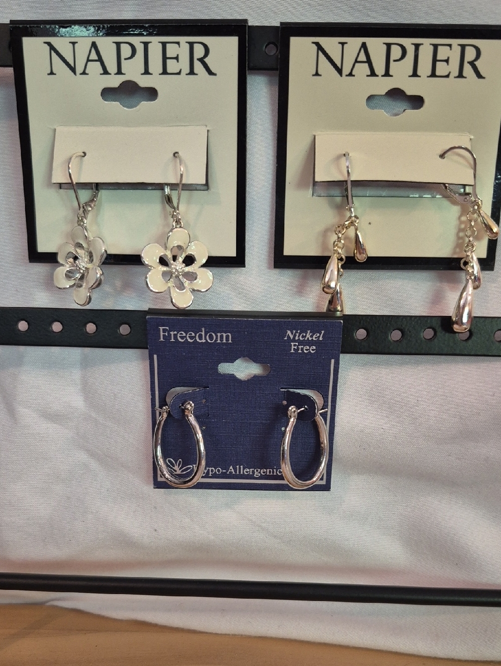 Napier Silver Floral Dangle Earrings